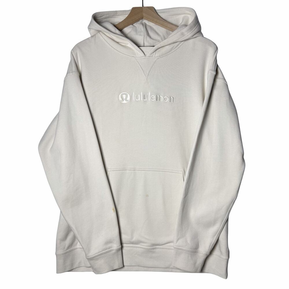 Lululemon All Yours Hoodie French Terry White Opal Embroidered Logo size 14